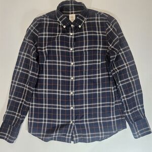 J. Crew Womens Button Down Shirt‎ Size 2 Blue Checkered Plaid Boy Shirt Gorpcore